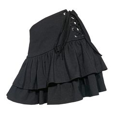 black ruffle skirt boogzel apparel Retro Summer Outfits, Grunge Cottagecore, Grunge Fits, Egirl Aesthetic, Fancy Fits, Luxe Style, Skirt Y2k, Outfits Y2k, Aesthetic Outfit Ideas