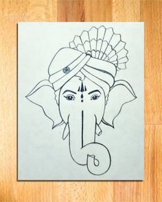 a drawing of an elephant with a turban on it's head