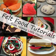 Pieces by Polly: Felt Food Tutorials Sewing Ideas For Kids, Diy Felt Food, Sewing Felt, Fabric Food, Food Tutorials, Felt Play Food, Pretend Food