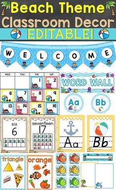 the beach theme classroom decor editable