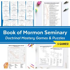 the book of mormon seminary is filled with crossword puzzles and games for kids to play