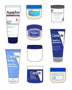 several different types of toothpaste and mouthwashes are shown in this illustration