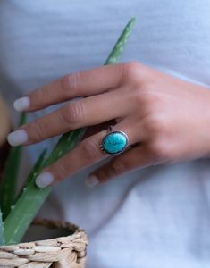 "Turquoise Ring ~ Sterling Silver 925 ~ Handmade ~ Statement ~ Hippie ~ Bohemian ~ Jewelry ~Gift For Her ~Gemstone ~December Birthstone 》D E T A I L S《 ✦ M E T A L : Sterling Silver 925 ✦ S T O N E : Turquoise ✦ B I R T H S T O N E : December 💎 In the past, the Turquoise used to be the stone of the kings and warriors. For that reason, nowadays this gem is known by providing protection against the evil and a symbol of strength and good luck. ✧ Please note natural gemstones are unique and may var Southwestern Turquoise Ring With Natural Stones, Sterling Silver Turquoise Ring For Healing With Natural Stones, Healing Sterling Silver Turquoise Ring, Bohemian Turquoise Gemstones In Sterling Silver, Turquoise Jewelry Stamped 925, Healing Rings With Natural Stones, Bohemian Oval Gemstone Jewelry, Bohemian Sterling Silver Turquoise Ring With Eco-friendly Gemstones, Bohemian Jewelry With Large Round Stone