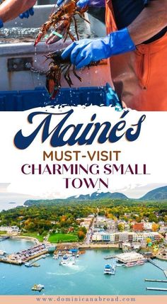 maine's must - visit charming small town is featured in this postcard for tourism