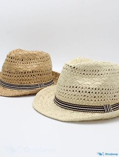 OrcaJump - Womens Spring-Summer Sun Hats with Simple Colored Belts, Girls Vintage Straw Hats, Boys Beach Casual Panama Jazz Hats Straw Cap Sun Hat For Summer, Straw Mini Hats For Summer Vacation, Summer Straw Sun Cap, Brimmed Mini Hats For Summer Vacation, Summer Vacation Mini Hats With Curved Brim, Summer Vacation Mini Hat With Curved Brim, Summer Vacation Brimmed Mini Hats, Spring Beach Straw Cap, Beach Fedora Mini Hat For Summer