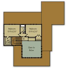 the upper level floor plan for a home