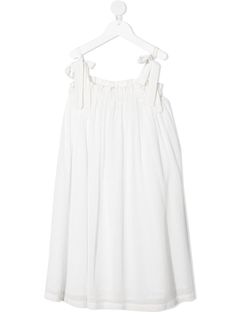 White cotton-blend TEEN ruffled midi dress from ANDORINE featuring fine knit, ruffled detailing, sleeveless and square neck. Ruffled Midi Dress, Midi Dress White, Midi Ruffle Dress, Fine Knit, Girls Party, White Midi Dress, Skirted Swimwear, Swimwear Tops