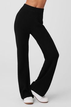 These pants go beyond lounge—they’re next-level luxurious. Done in a waffle knit texture and crafted from the softest, snuggliest cashmere you’ve ever felt, these are the kind of pants you’ll never want to take off. The laid-back fit pairs drapey wide-legs with a high-rise ribbed waistband, for a cozy-chic silhouette that looks even better with the Cashmere Plush Waffle Cropped Long Sleeve. Alo Yoga Full Length Loungewear Pants, Alo Yoga Full-length Loungewear Pants, Cozy Black Bottoms For Lounging, Cozy Black Lounging Bottoms, Cozy Cashmere Bottoms For Fall, Cozy Cashmere Lounge Bottoms, Cashmere Wide Leg Loungewear Bottoms, Black Lounge Pants For Winter, Black Lounging Pants For Winter