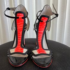 Super Fun Snakeskin Heels- Measures 4 1/2 In Excellent Condition Sophia Webster Heels, Medium Width Leather Snake Print Heels, Black Snake Print High Heels, Sophia Webster Shoes, Orange 4-inch Heel Synthetic Heels, Snakeskin Heels, Sophia Webster, Orange White, Snake Skin