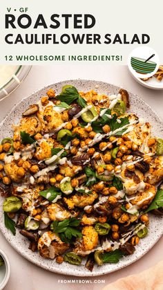 roasted cauliflower salad on a white plate