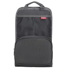 an image of a back pack with mesh pocket for laptops and other items on white background