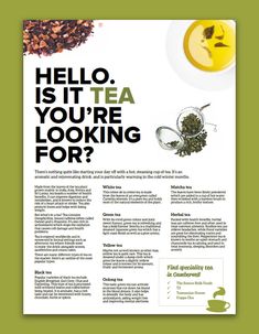 a brochure with an advertisement for tea