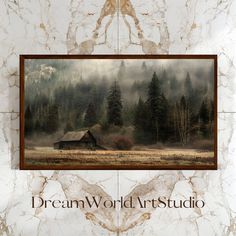 an image of a painting with the words dream world art studio on it's wall