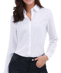 The 15 Best White Button-Down Shirts For Women 2021 White Shirt Blouse, Business Style, White Button Down Shirt, Womens Basic, Collared Shirt, Shirt Women, Business Fashion, Fashion Tops, Button Down Shirts