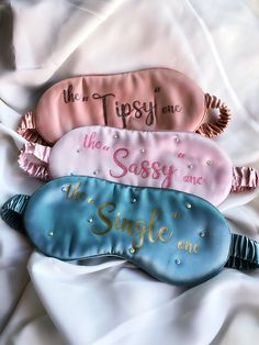 "Personalized Sleep Masks are the perfect gifts or favor for bridesmaids with a touch of luxury as these are made of highest grade 100% Mulberry Silk! Pick one of the fun texts we've shown, or your own text! Please note that longer text will be made smaller to fit. Available in a variety of different color bases and text. So many combinations! Super comfortable and soft, perfect for gifts! E Y E M A S K - price shown is per 1 qty Eye Mask is standard adult size 8\"x3.35\" or 20.5cm*8.5cm OUTER F Survival Kit Items, Hangover Survival Kit, Anti Frizz Hair, Mulberry Leaf, Sleep Masks, Silk Eye Mask, Tangled Hair, Survival Kits, Silk Bedding