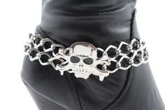 New Trendy Fashion Accessory Chic Jewelry Boot Anklet Chain Bracelet - Skull Skeleton You Are Buying One Boot Bracelet - One Side OnlyThere Are 3 Colors To Choose From: Style : Western / Chic / Biker / Punk / Rock Condition : Brand New Color: Silver / Gold /CopperSize: One Size 9"-14.5" (length)Size: One Size Fits All - Adjustable Occasion: Cocktail, Gift, Christmas, Party, Prom, Wedding, Bridal, OfficeMade In The UsaVery Special Fashionable And Stylish Jewelry.Chic And Unique Bracelet Boot Chai Girlfriend Clothes, Boot Charms, Motorcycle Fashion, Biker Stuff, Boot Chains, Man Jewelry, Anklet Chain, Western Shoes, Character Clothing