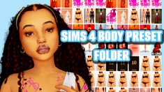 an animated image of a woman with her tongue out and the words sims 4 body preset folder