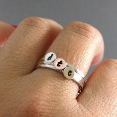 This is a custom order** Custom orders are currently taking 10 business days (not including weekend days or holidays) to be created before Handmade Initial Ring For Anniversary, Customizable Sterling Silver Initial Ring, Hand Stamped Initial Ring Gift, Hand Stamped Initial Ring As Gift, Sterling Silver Stackable Rings With Custom Name, Hand Stamped Initial Ring Perfect For Gifts, Hand Stamped Gift Initial Ring, Gift Hand Stamped Initial Ring, Hand Stamped Ring Jewelry Gift