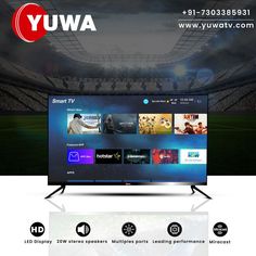 an advertisement for the yuwa smart tv is displayed in front of a large stadium