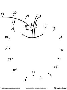 an apple dot to dot worksheet with numbers and letters on it, including the number