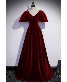 Get 10% off now! Buy elegant long velvet formal dress vneck with bubble sleeves at cheap price online. Free stable shipping and pro custom service since 2009. Velvet Formal Dress, Prom Dress Burgundy, Custom Bridesmaid Dress, Dresses 2022, Color Rush, Dress Velvet, Velvet Gown, Long Bridesmaid Dress, Floor Length Skirt