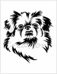 a black and white drawing of a dog's face