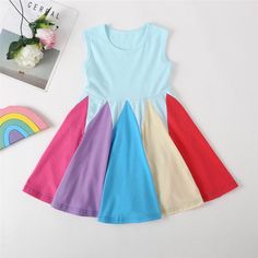 Girls Sleeveless Color Block Summer Dress Kids Wholesale Clothing Warehouse - PrettyKid Clothing Warehouse, Kids Summer Dresses, Casual Frocks, Girls Maxi Dresses, Fashion Vibes, Yellow Baby, Skirt And Sneakers