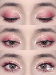 Teknik Makeup, Makeup Cantik, Pink Eye Makeup, Cute Eye Makeup, Doll Eye Makeup, Red Polish, Korean Eye Makeup, Barbie Makeup, Ethereal Makeup