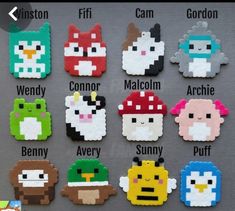 an image of pixel art magnets with different characters on each one and the words