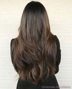 Extra Long Cut With Medium Layers Textured Layers, Asymmetrical Hairstyles, Shoulder Hair, Long Dark Hair, Fringe Hairstyles