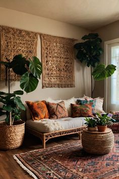 a living room filled with lots of plants