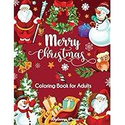 merry christmas coloring book for adults with santa, snowman and other holiday decorations on red background