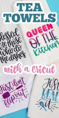 tea towels with the words queen of the kitchen written on them