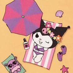 Kuromi & Baku Profile pictures Kuromi Summer, Paper House Diy, Kuromi Icon, Summer Profile, Animal Crossing Pocket Camp, Thread Art