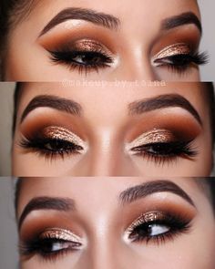 Gold Smoky Eye, Machiaj Smokey Eyes, Norvina Palette, Eye Makeup Cut Crease, Bronze Eye Makeup, Soft Smokey Eye, Smokey Makeup, Gold Smokey Eye, Eye Makeup Images