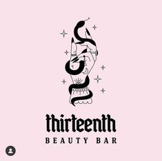 the logo for thirteen beauty bar, which features a snake on its head and stars above it