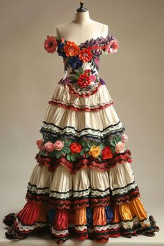 Mexican Inspired Clothing, Mexican Culture Outfits, Mexican Inspired Dress, Mexican Traditional Dress, Jalisco Dress, Polish Fashion, Latin Fashion, Columbia Dresses