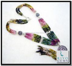 Tourmaline Silver Necklace Gemstone Watermelon Tri Color pink Tourmaline Silver Jewelry by Riyo Gems http://www.riyogems.com Boat Illustration, Necklaces Silver