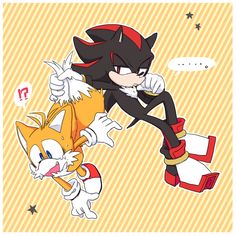 an image of two sonic and tails in the air with stars around them on a yellow background