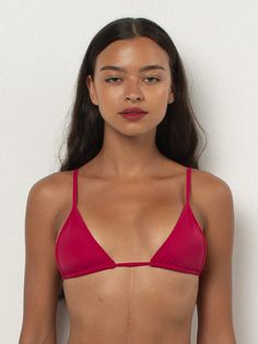 Siempre Top – Raspberry Seamless Triangle Swimwear For Poolside, Triangle Solid Color Swimwear For Poolside, Solid Triangle Swimwear For Summer, Solid Color Triangle Swimwear For Summer, Solid Color Triangle Swimwear For Poolside, Solid Triangle Swimwear For Poolside, Raspberry, Everyday Wear, How To Wear