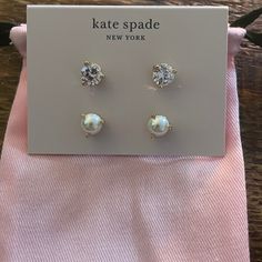 New - Kate Spade Earrings Kate Spade White Jewelry With Matching Earrings, Kate Spade White Jewelry Set With Matching Earrings, Kate Spade Jewelry Gift Set With Earrings, Kate Spade Drop Earrings As Gift, Kate Spade Jewelry Gift Set With Matching Earrings, Kate Spade Jewelry With Matching Earrings For Gift, Kate Spade White Round Jewelry, White Kate Spade Jewelry, Elegant Kate Spade Earrings As Gift