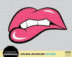 a pink lips clipart cut file with the words svng - png - epsp