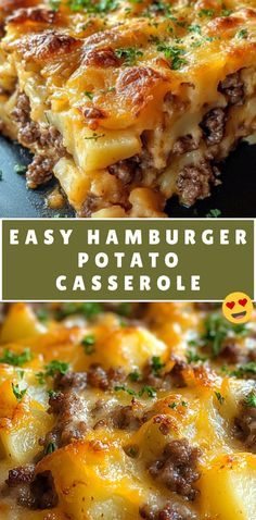 easy hamburger potato casserole with cheese and meat