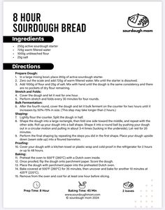 the brochure is shown with instructions for how to make sourdough bread