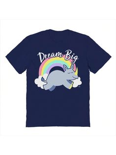 COMFY & COOL: Nearly There offers graphic shirts made of materials that are durable, comfortable, and easy to care for. Whether you're looking for a funny, inspirational, or pop-culture-inspired graphic shirt, we've got you covered.Nearly There Dream Big Rhino Rhino Unisex Graphic Cotton Short-Sleeve T-Shirt Navy Blue Casual  Short Sleeve  Cartoon,Graphic,Letter  Medium Stretch  Men Clothing, size features are:Bust: ,Length: ,Sleeve Length: Multicolor Novelty Cotton T-shirt, Novelty Multicolor Cotton T-shirt, Fun Blue T-shirt With Slogan, Novelty Multicolor Crew Neck T-shirt, Funny Blue T-shirt With Cartoon Print, Funny Cartoon Print Relaxed Fit T-shirt, Fun Blue T-shirt With Funny Text, Blue T-shirt With Funny Text, Big Shirt