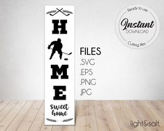 a bookmark with the words home and a hockey player on it