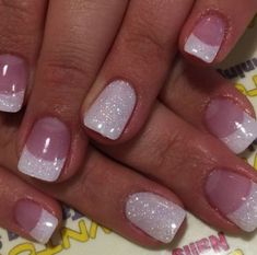 French Pedicure Designs, French Tip Gel Nails, Gel Nails French, French Pedicure, French Manicure Nails, Pedicure Designs, Glitter Gel Nails, Cute Gel Nails, Sparkle Nails