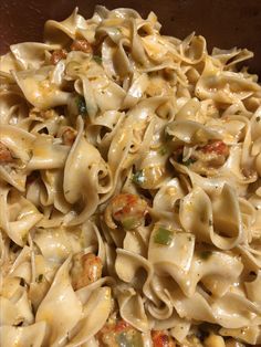 pasta with meat and vegetables in a bowl