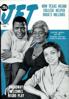 an old magazine cover with three people on it