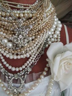 Pearls and bling | by athingforroses Pearl And Lace, Coco Chanel, Bling Bling, Pearl Jewelry, Beautiful Jewelry, High Fashion, Jewelry Box, Pearl Necklace, Vintage Jewelry